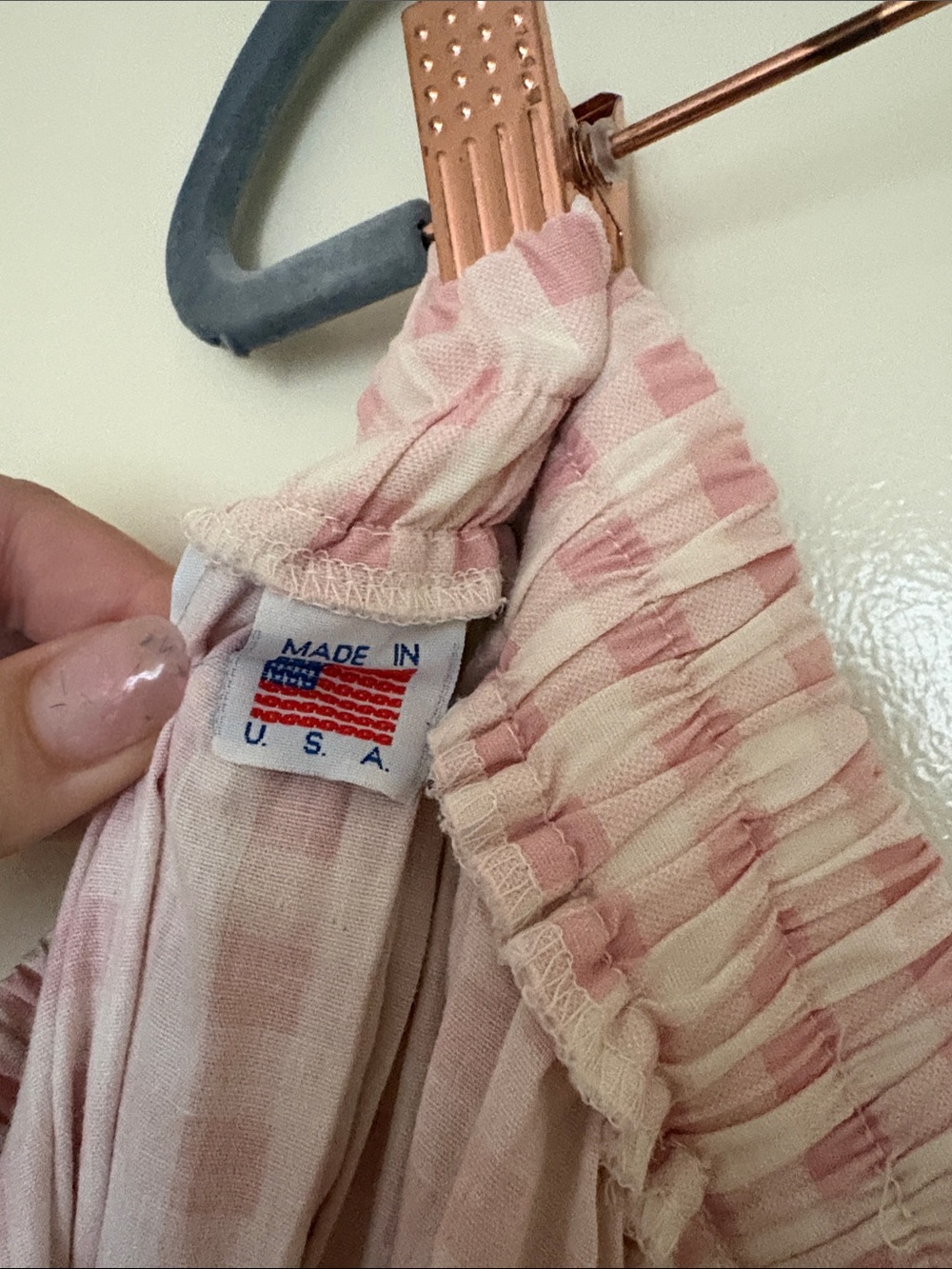 Pink Gingham Tiered Maxi Skirt with Elastic Waistband - Picture 4 of 5